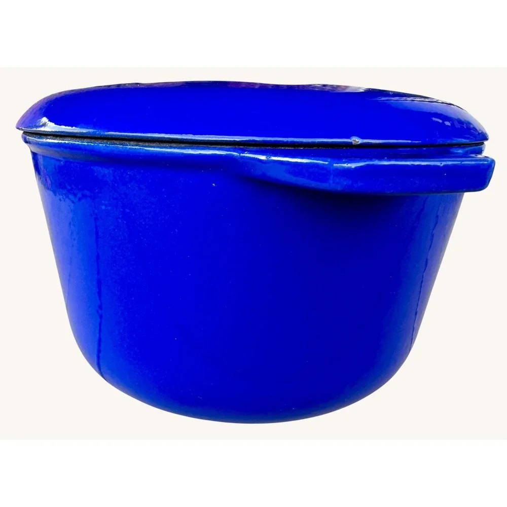 Vintage Cobalt Blue Cast Iron Simmer Pot Fondue Benjamin Medwin Homestead 1.5 Qt